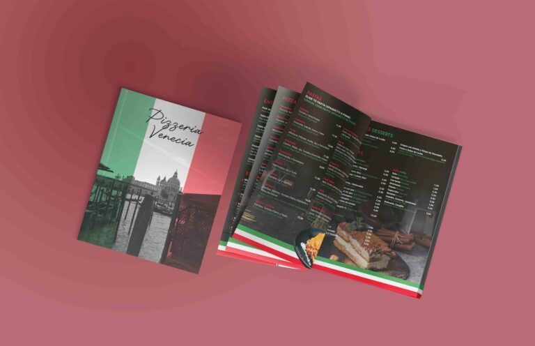 Diseño de cartas de un restaurante italiano