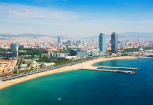 aerial view of Barcelona from Mediterranean
